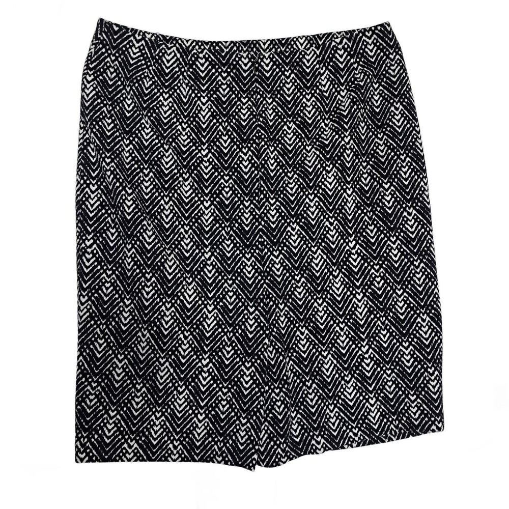 Jones Studio Skirt Womens 14 Black White A Line Stretch Knee Length Geometric - Picture 3 of 11